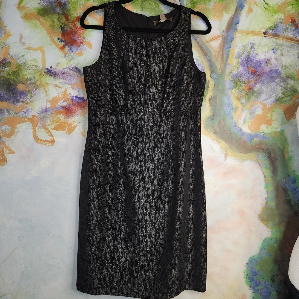 NWT Melonie Black with Silver Shimmer Sheath Dress with Back Zip